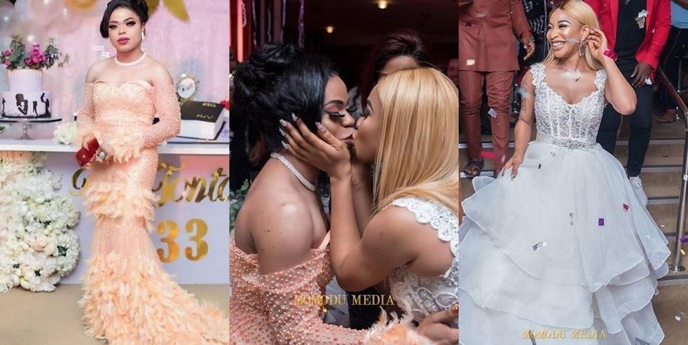 Bobrisky and actress Tonto Dike kissing
