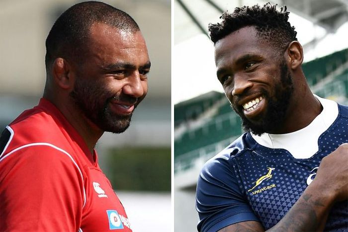 Michael Leitch (L) will lead Japan against Siya Kolisi's South Africa