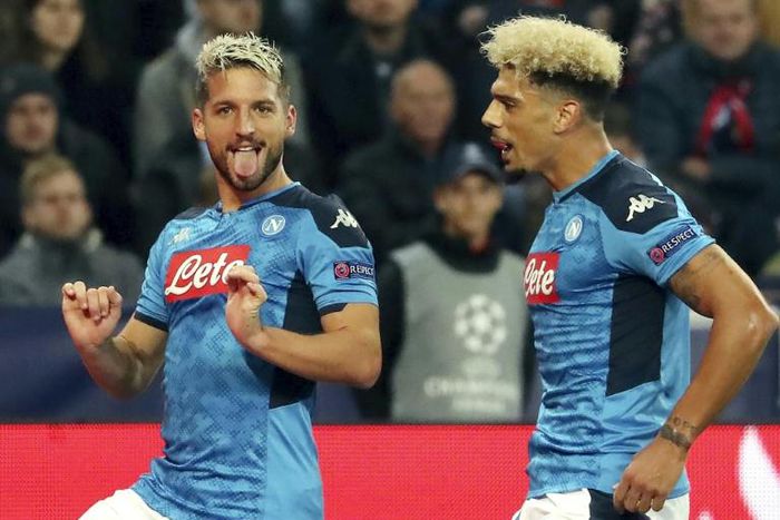 Dries Mertens scored twice against Salzburg to beat Diego Maradona's goals tally for Napoli