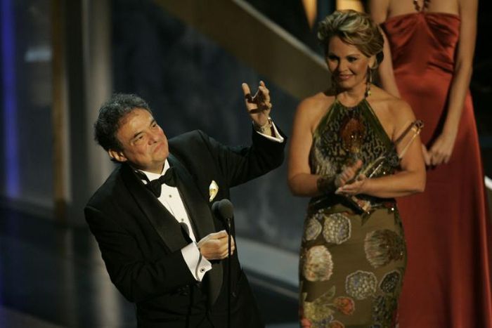 Mexican singer Jose Jose accepts an award during the 6th Annual Latin Grammy Awards show at the Shrine Auditorium in Los Angeles, California on November 02, 2005