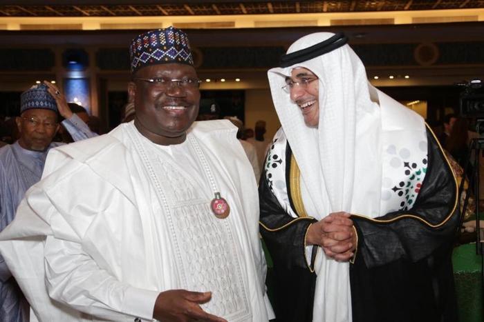 Dr Fahad AL-Taffaq, the United Arab Emirates (UAE) Ambassador to Nigeria and President of the Senate, Ahmad Lawan. [Twitter/@UAEEmbassyNGR]