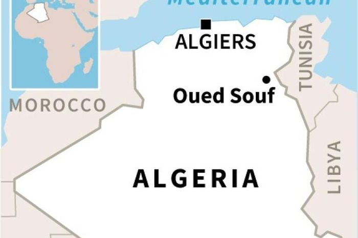 Map locating Oued Souf in Algeria where eight babies were killed in a fire at a hospital.