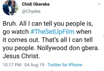 Ebuka Obi Uchendu, Chidi Okereke, Daniel Ademinokan give a thumbs up to the set-up movie breaking the Nollywood status quo!