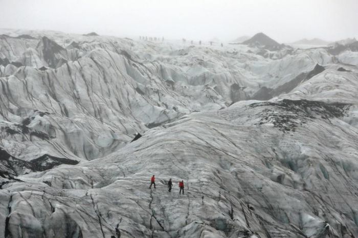 The Solheimajokull glacier has shrunk by an average of 40 metres per year in the past decade