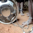 People with chained legs are pictured after being rescued from a building in the northern city of Kaduna, Nigeria September 26, 2019, in this grab obtained from a video. TELEVISION CONTINENTAL/Reuters TV via REUTERS