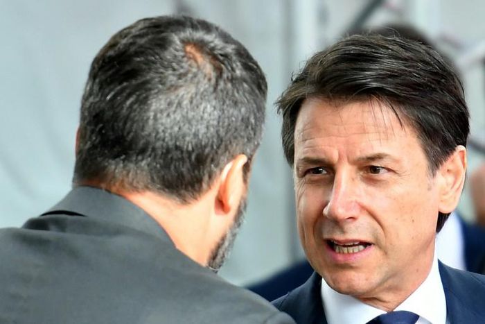 Italy's Prime Minister Giuseppe Conte (R) is expected to resign after far-right Interior Minister Matteo Salvini pulled the plug on a dysfunctional coalition