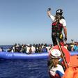 The crew of the rescue ship 'Ocean Viking' regularly go to the aid of the makeshift vessels attempting the dangerous Mediterranean crossing to Europe
