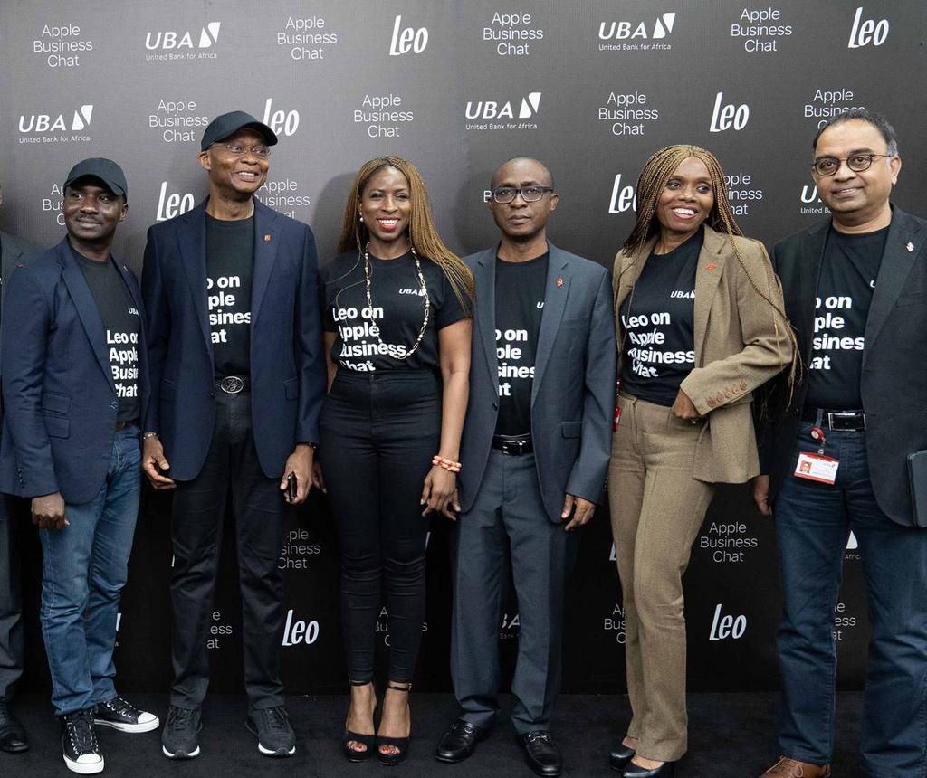 L-R: Group Head, Online Banking, United Bank for Africa(UBA) Plc, Mr Austine Abolusoro; Group Managing Director/CEO, Mr. Kennedy Uzoka; Group Head, Marketing, UBA Plc, Mrs Dupe Olusola; Executive Director, UBA Plc, Mr. Nweke Chukwuma; Group Head, Human...