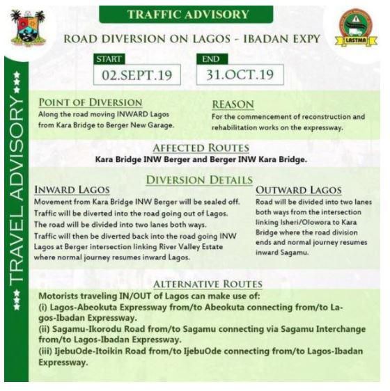LASTMA's traffic advisory (TheCable)