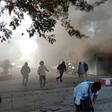 A building burns in Wamena in Indonesia's eastern Papua province after fresh protests
