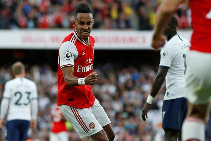 Leveller: Pierre-Emerick Aubameyang scored Arsenal's equaliser in a 2-2 draw against Tottenham