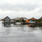 The 'island' floats on a platform made from hundreds of thousands of discarded plastic bottles
