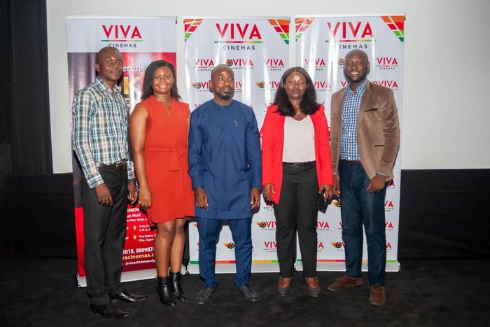 From Left to Right: Head of Technical Operations VIVA CINEMAS , Mr. Wisdom Idahosa; Cinema Manager VIVA CINEMAS Lagos, Miss Oge Okoye; VIVA CINEMAS CEO, Mr. Heri Ntimizi; Head Of Operations VIVA CINEMAS , Mrs. Inuagbor Abass; The Business Development M...