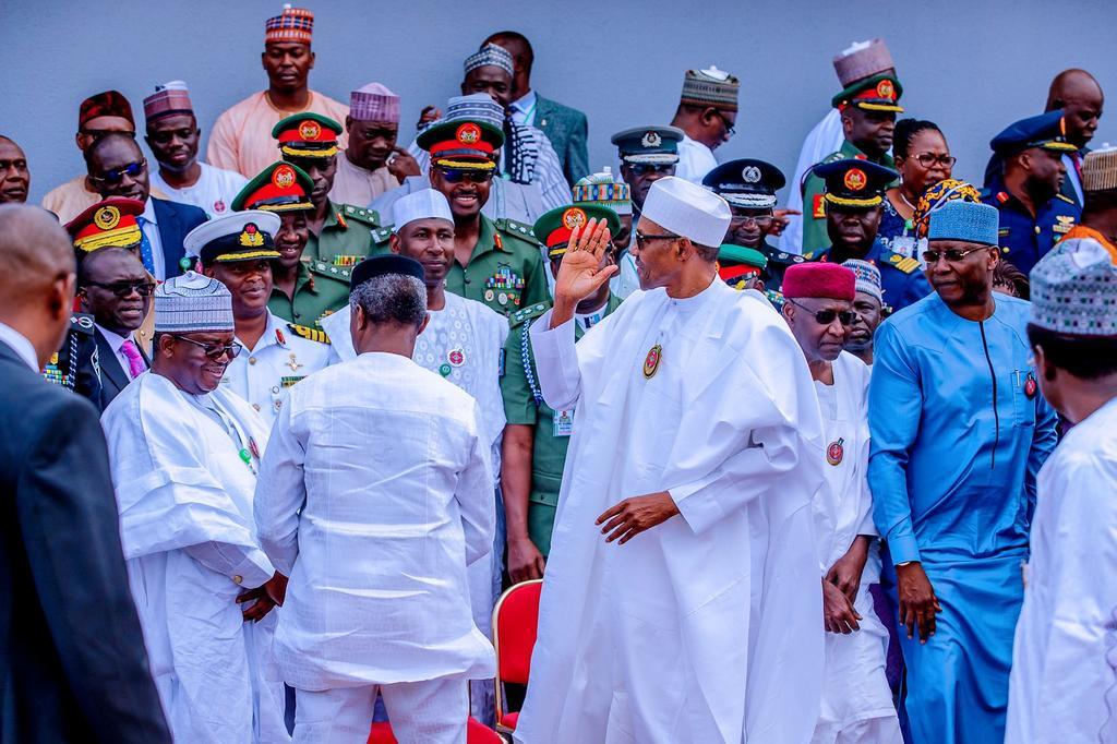 President Muhammadu Buhari holds a Presidential Parley with Participants of the Senior Executives Course 41, 2019 of the National Institute for Policy and Strategic Studies (NIPSS). [Twitter/@BashirAhmaad]