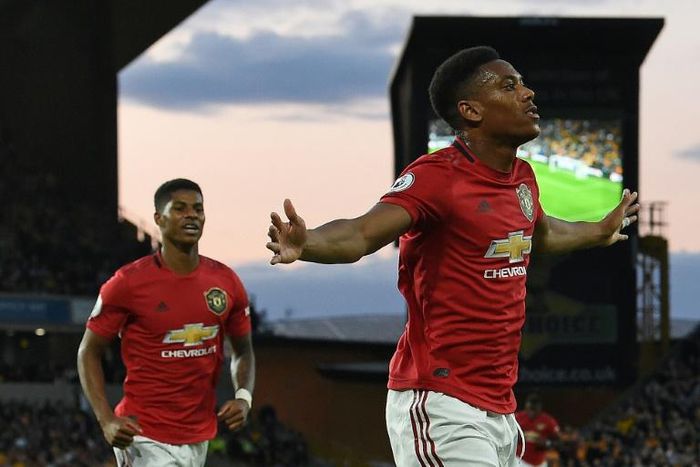 Anthony Martial (right) and Marcus Rashford (left) are the only senior strikers left at Manchester United