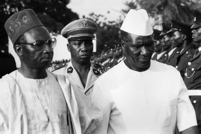 Jawara (left) hosting Guinean leader Seku Toure in the 1960s
