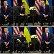 US President Donald Trump is accused of pressuring Ukrainian President Volodymyr Zelensky -- both are pictured here at the 2019 UN General Assembly -- to investigate a political opponent of the US leader