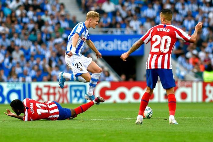 Real Sociedad's Martin Odegaard (centre) is on loan from Real Madrid and has been one of La Liga's star performers this season.