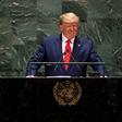 US President Donald Trump is seen here addressing the UN General Assembly in September 2019 -- the United States is one of the dozens of countries behind on their UN dues