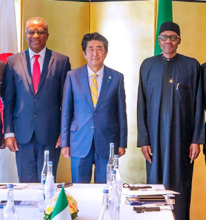 President Muhammadu Buhari and Prime Minister Shinzo Abe of Japan during TICAD7 in Yokohama Japan [Twitter/@GarShehu]