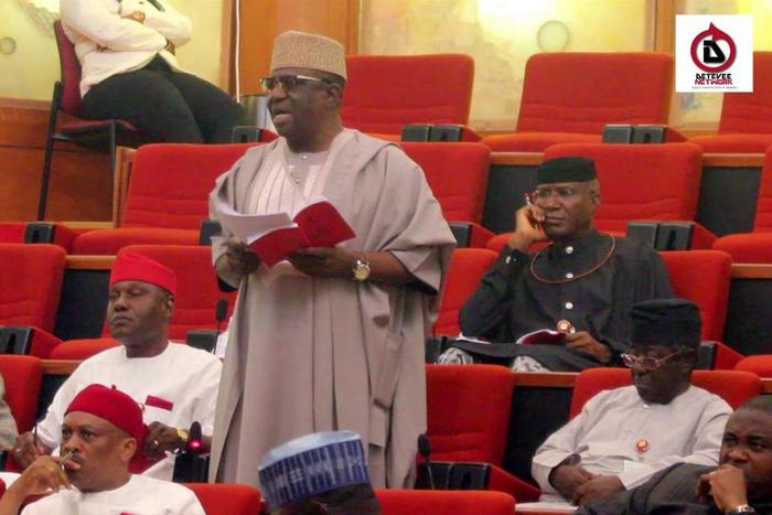 Chairman Senate Committee on Public Accounts, Sen. Matthew Urhoghide making contribution on the floor of the Senate. [YouTube/Detevee Network]