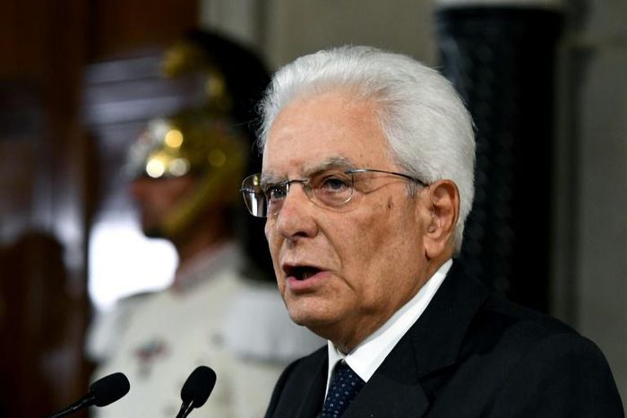 Italian President Sergio Mattarella gives a statement to journalists at the end of the second day of consultations of political parties, on August 22, 2019 at the Quirinal palace in Rome.The Italian President began talks with key political leaders on A...