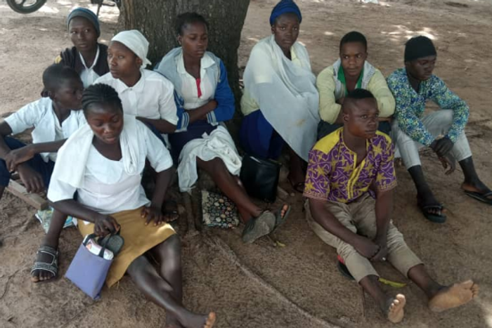 The six students and three motor boys rescued by Troops of Operation Thunder Strike on Thursday in Kaduna. PIC/NAN