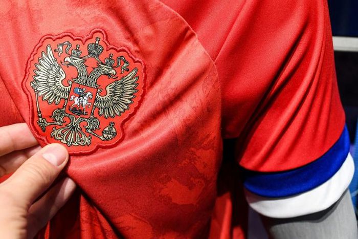 The new Adidas-designed Russian football team shirt has the national flag colours, white, red and blue, inverted on the sleeve, according to critics