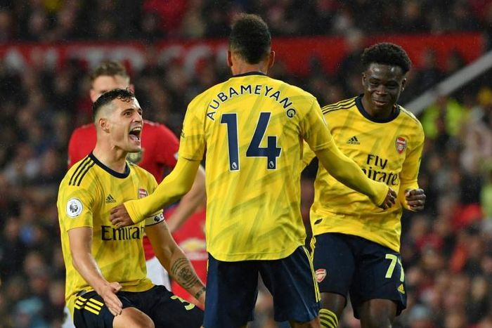 VAR to the rescue: Pierre-Emerick Aubameyang celebrates Arsenal's equaliser