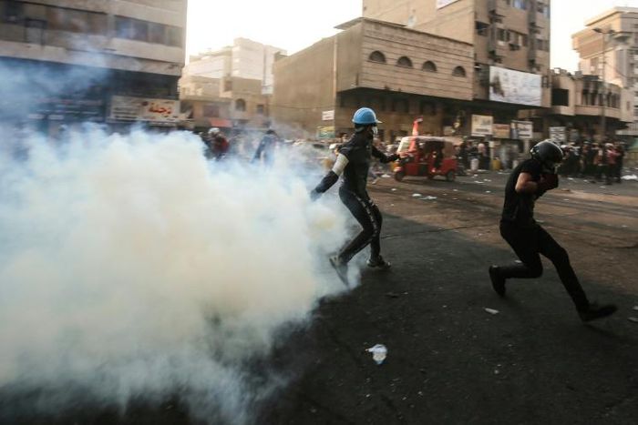 Security forces have relied heavily on tear gas to confine protesters to Baghdad's Tahrir Square, but human rights groups have accused them of improperly firing the canisters directly into crowds at point-blank range