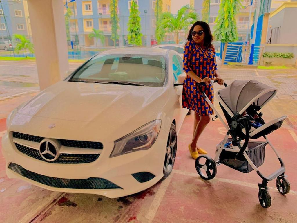 The news of the new car acquisition was shared on Instagram on Wednesday, October 23, 2019, by the movie star's husband, Kola. [Instagram/ToyinAbraham]