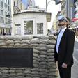 Jonas Rothe, pictured at Checkpoint Charlie, says his virtual reality tours tap into a desire for "authentic", interactive and immersive historical tourism