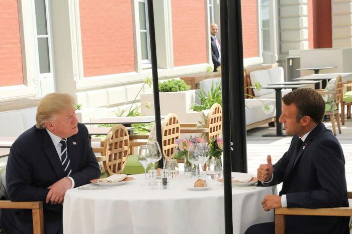 US President Donald Trump agreed to a last-minute lunch date with G7 host Emmanuel Macron of France in Biarritz on Saturday