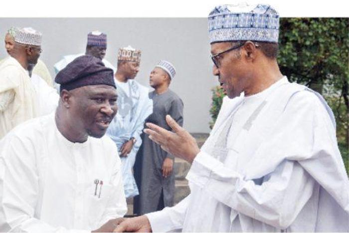 President Muhammadu Buhari (right) with Adamawa State Governor, Ahmadu Umaru Fintiri, during the Adamawa State delegation’s visit to the Presidential Villa in Abuja (Daily Trust)