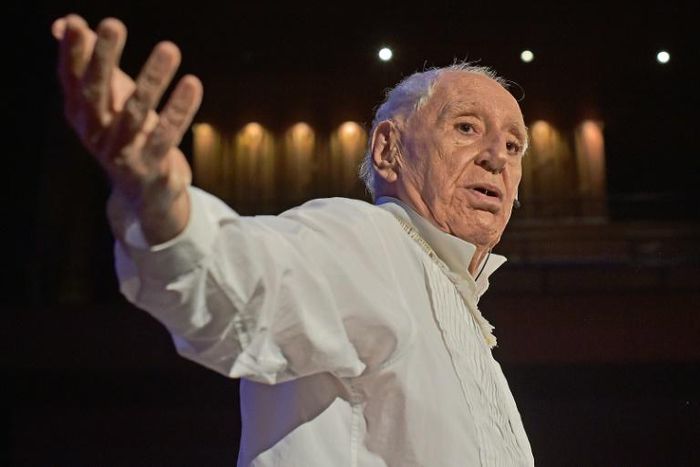 82-year-old Jose Celso Martinez Correa, aka Ze Celso during a performance of Roda Viva in Rio de Janeiro on November 22, 2019