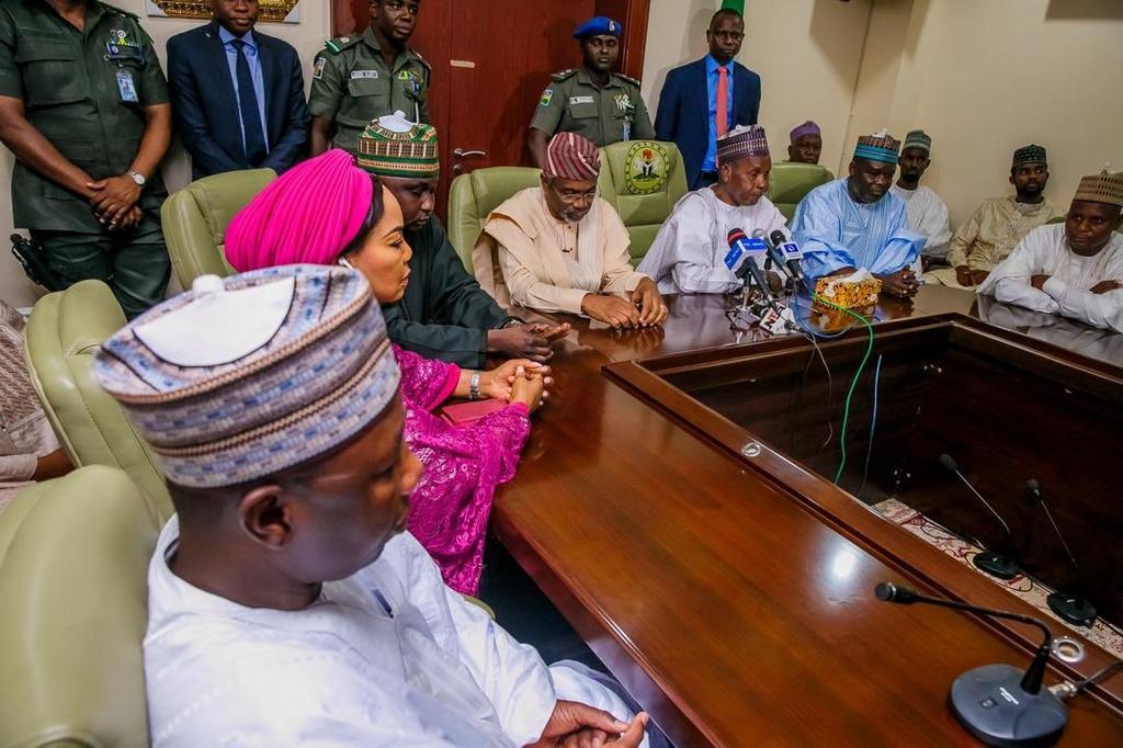 The Speaker of House of Representatives, Hon. Femi Gbajabiamila and Katsina state governor, Aminu Bello Masari during the former's visit to the state over security challenges.  [Twitter/@femigbaja]