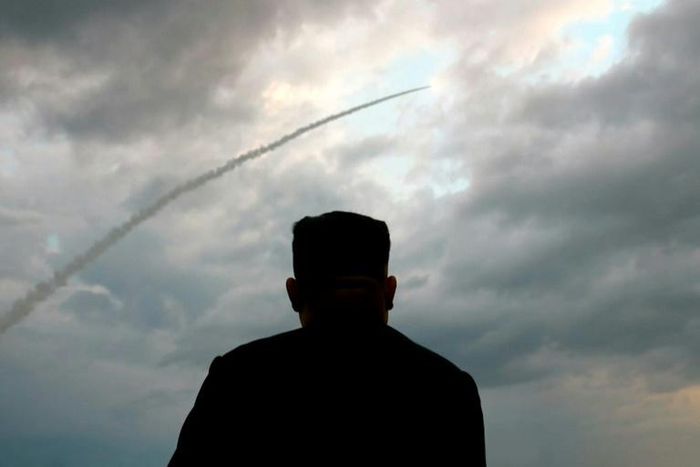 This screen grab image taken from North Korean broadcaster KCTV shows Kim Jong Un watching the launch of a ballistic missile at an unknown location in North Korea early on July 31, 2019 -- he observed another test on August 10