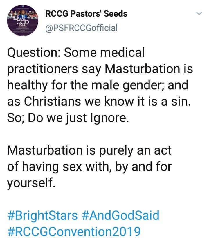 Masturbation is equivalent to rape – RCCG counselor