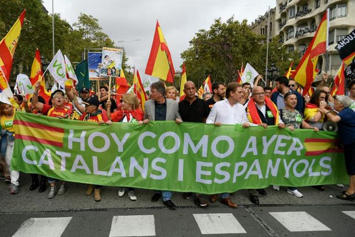 'Today as yesterday, Catalans and Spaniards': Saturday's march came on the Spain's national day