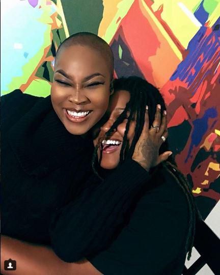 The American based Dewy made this known via the joint Instagram page she shares with her lover on Monday, October 15, 2018, where she posted some photos of her boo and herself [Instagram/DewyAndSJ]