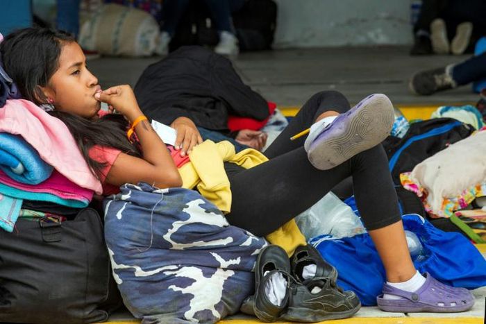 Venezuelan asylum-seekers, like these at a border post in Peru, are flowing out of their crisis-wracked country