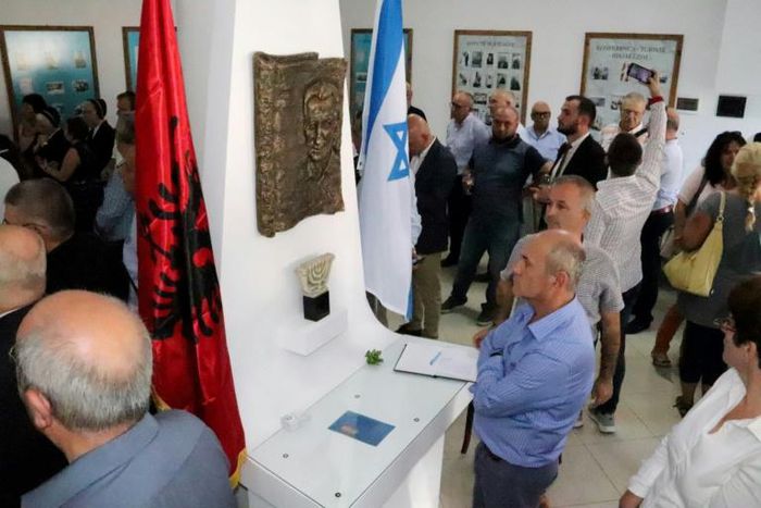 Visitors attend the opening ceremony of the renovated Solomon Jewish hisory museum in the Albanian city of Berat, on September 29, 2019.Albania's sole Jewish history museum reopened in southern Berat on September 29, thanks to a businessman who rescued...