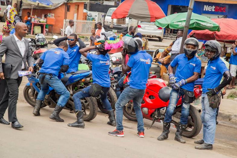 Spectranet bikers revelling during the road show organised to boost awareness for the new Spectranet Experience Centres.