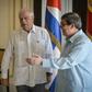 Spanish Foreign Minister Josep Borrell (left) and Cuban counterpart Bruno Rodriguez announced a visit by Spain's King Felipe VI to the island nation