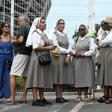 Nuns queue for the canoninization ceremony of Brazil's first female saint in Salvador, Bahia, October 20, 2019