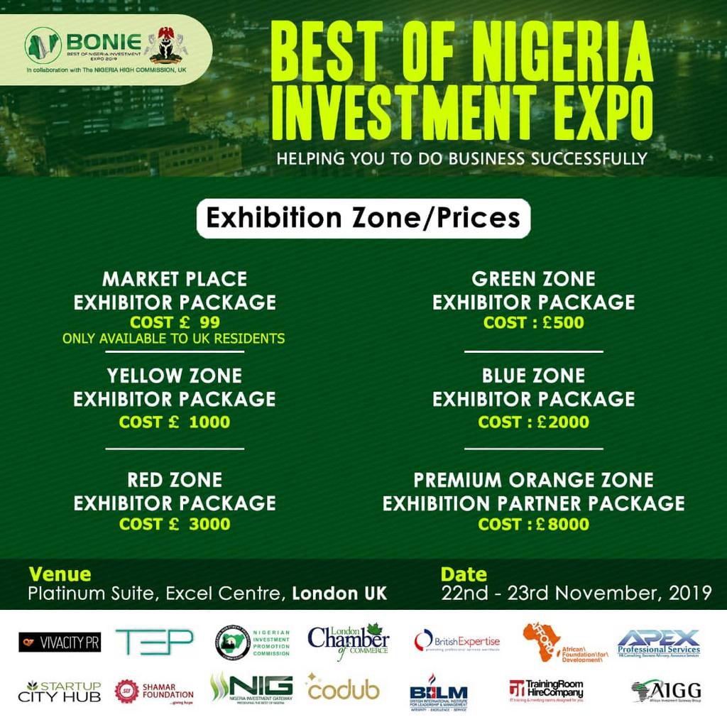 Bonie 2019, largest Nigeria investment exhibition invites, sponsors, investors, exhibitors