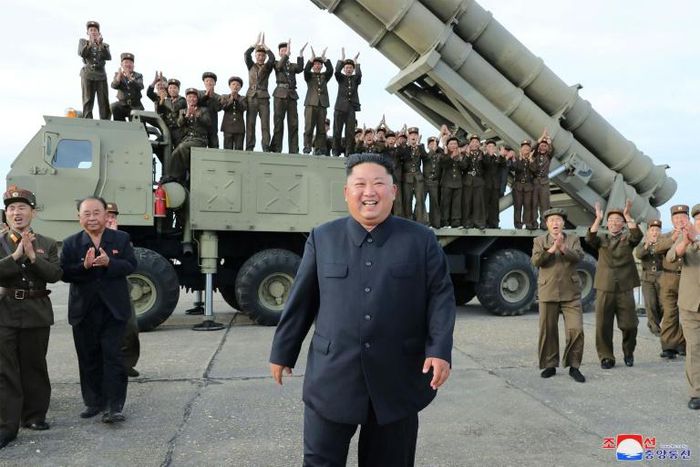 North Korean leader Kim Jong Un oversaw the test-firing of what state media said was a 'super-large multiple rocket launcher'