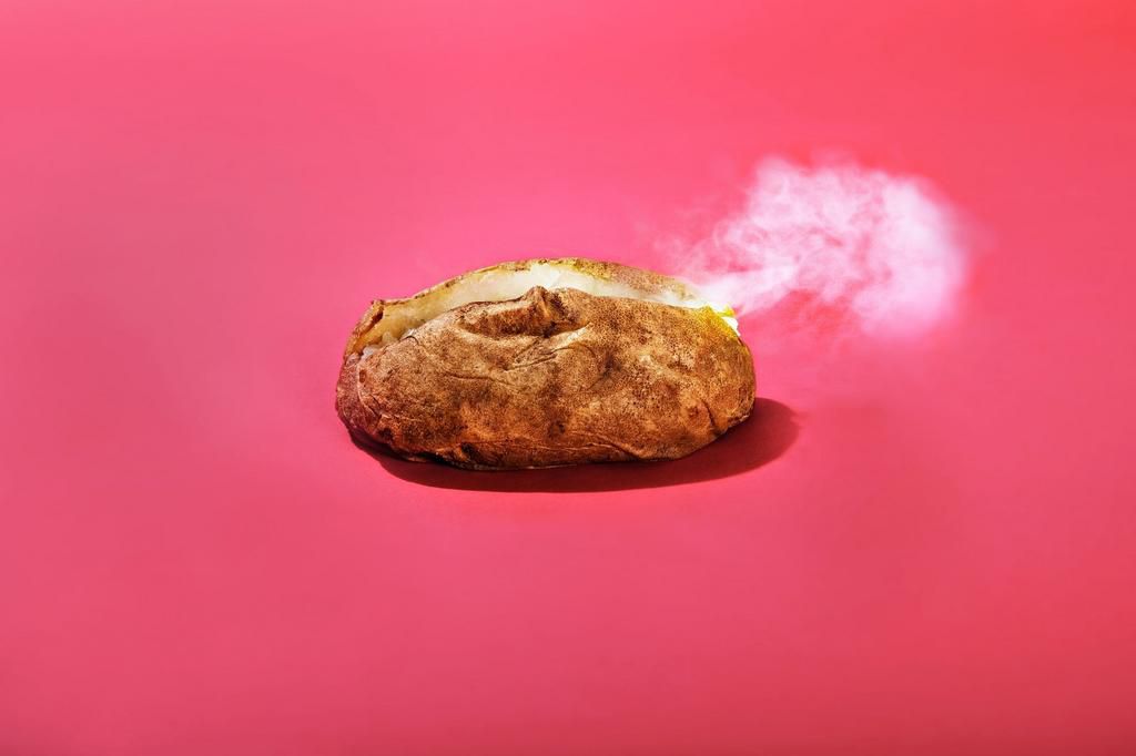 Steaming baked potato