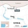 Map locating Suluk, near Tal Abyad in Syria, site of a deadly car bomb attack Sunday, according to the Syrian Observatory for Human Rights