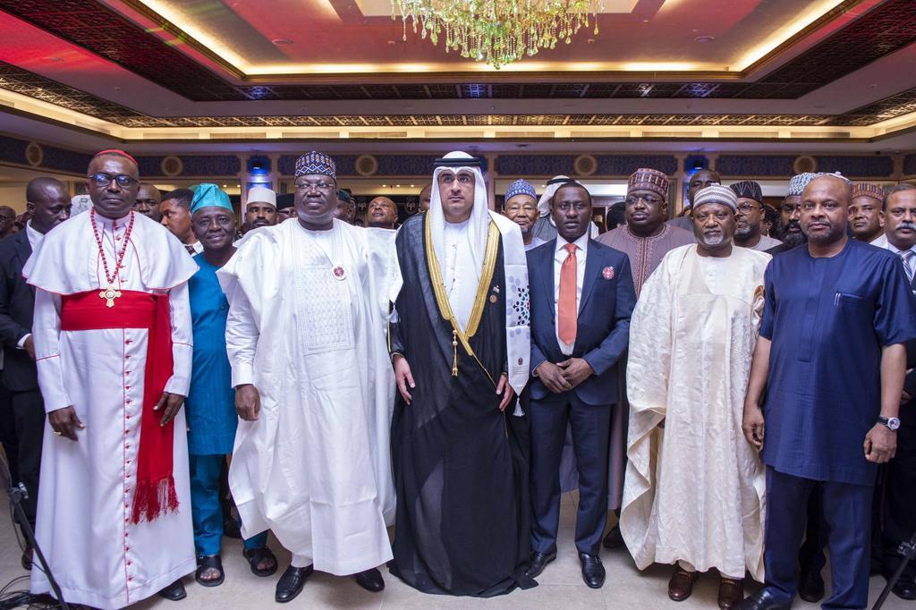 Dr Fahad AL-Taffaq, the United Arab Emirates (UAE) Ambassador to Nigeria and President of the Senate, Ahmad Lawan. [Twitter/@UAEEmbassyNGR]